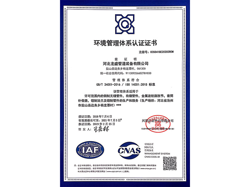 Environmental management system certification